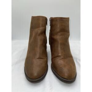 Candies Ankle Boots Heeled Brown‎ Vegan Nubuck Booties Womens Size 9M Zipper